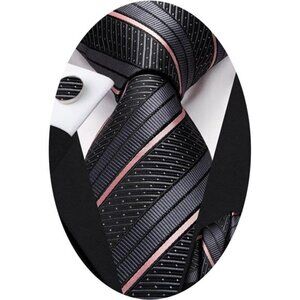 Silk Ties for Men Plaid Paisley Striped Necktie Pocket Square Cufflinks